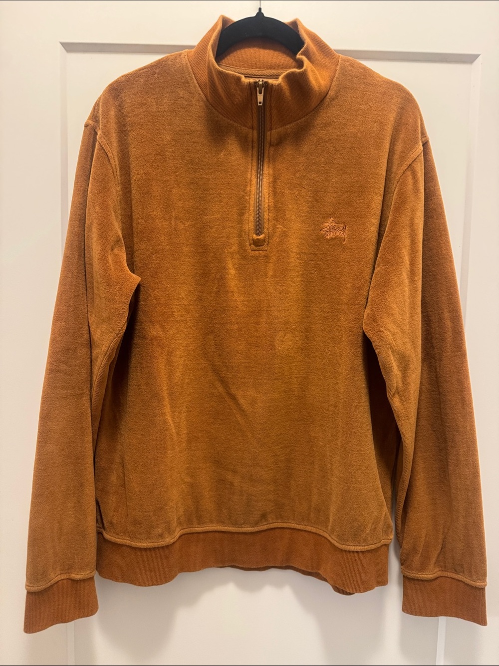 ✨Vintage✨ Stussy Velour Men's 1/4 Zip in Rust. L. Perfect condition!🔥